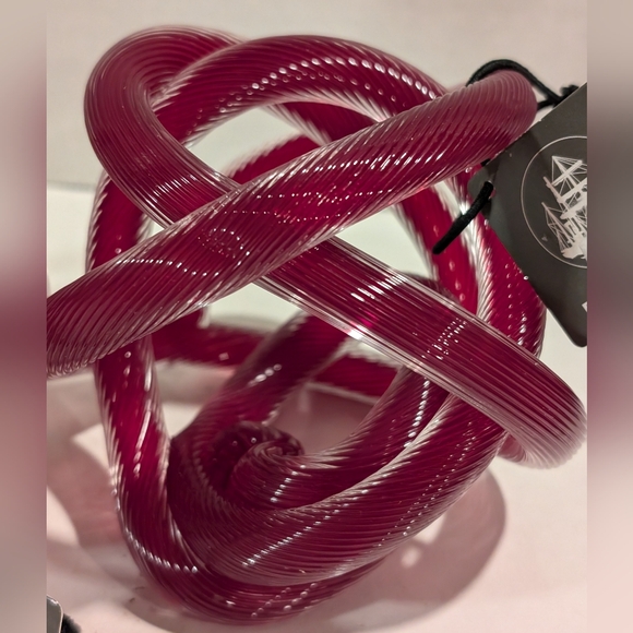 2 Red Optic Infinity Knot Art Glass Sculpture, Paperweight. With Bowring tags. - Picture 4 of 5